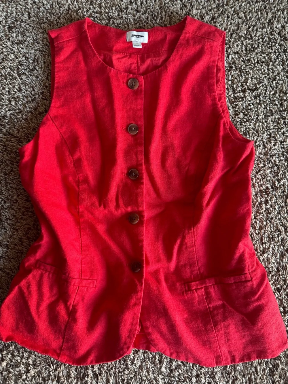 J CREW linen blend vest (tomatoe red) size 2